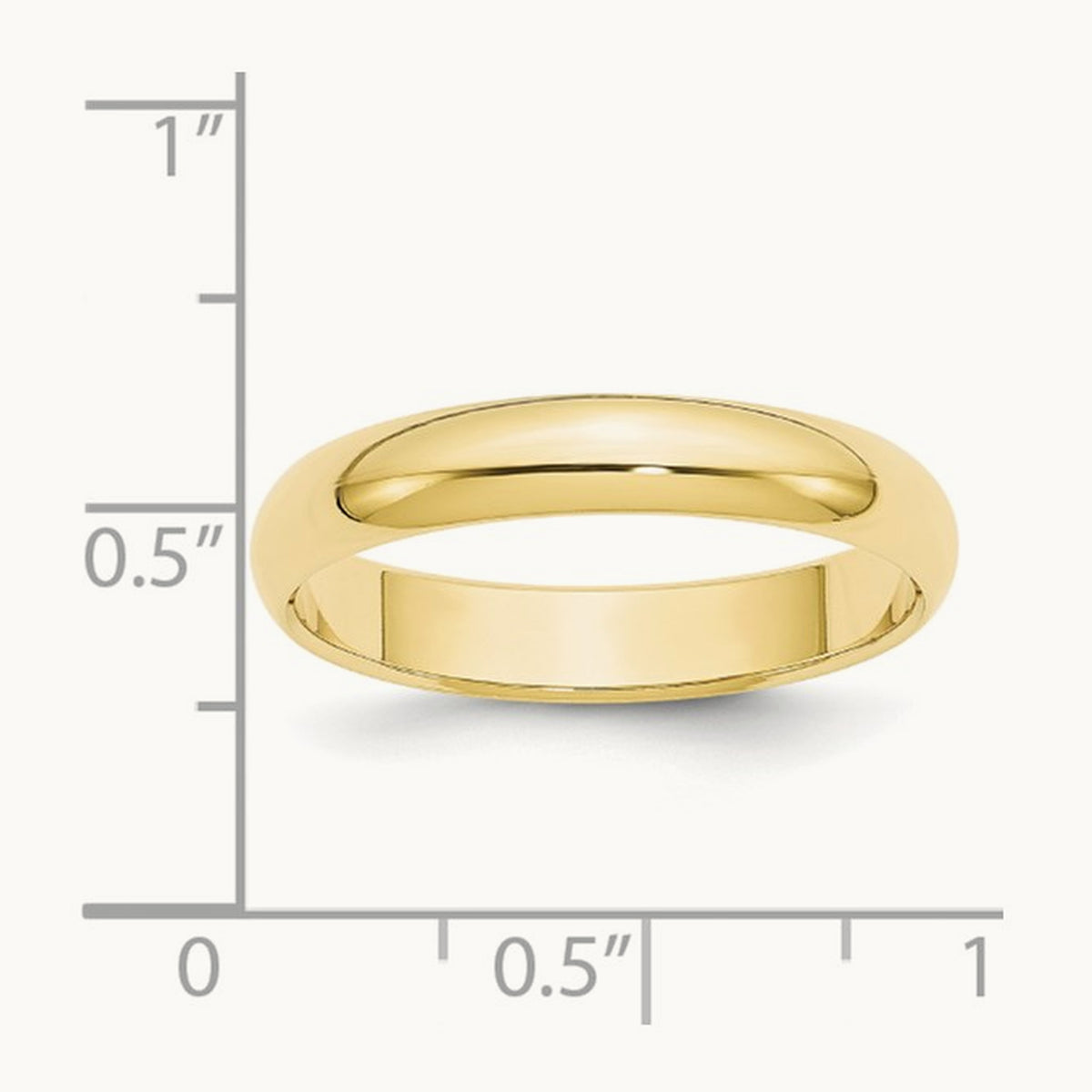 Half Round Band, 4mm, 10K Yellow Gold