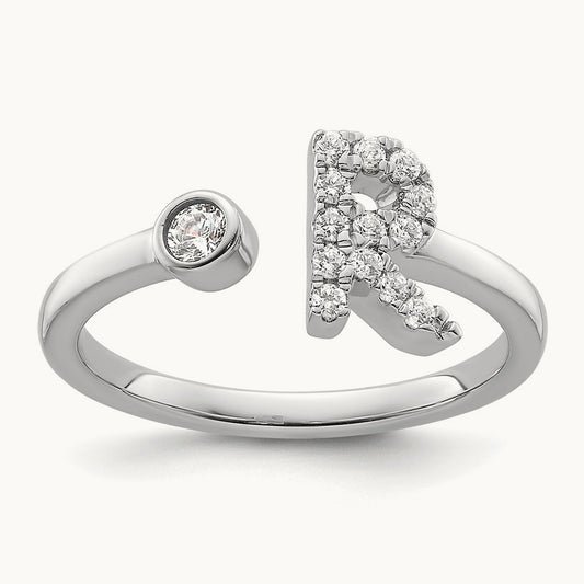 Initial R Adjustable Ring, 0.20 ct tw Lab-Grown Diamond