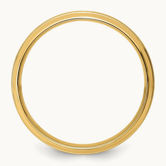 Light Comfort Fit Brush Satin Fancy Band, 14K Yellow Gold