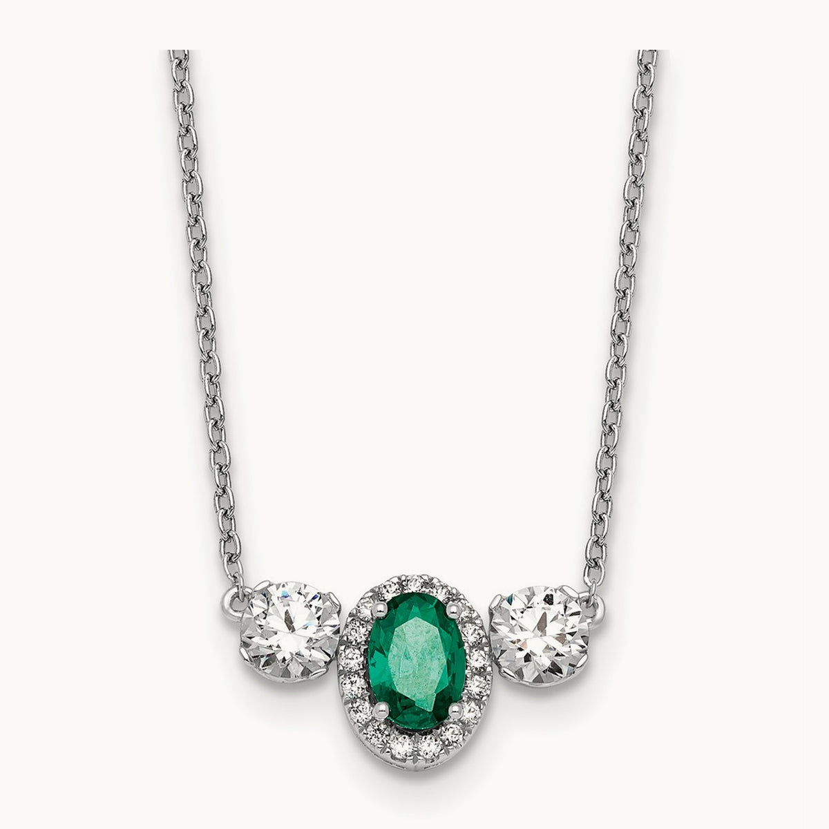 Created Em 3 Stone Necklace, 1.00 ct tw Lab-Grown Diamond