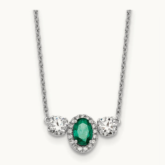 Created Em 3 Stone Necklace, 1.00 ct tw Lab-Grown Diamond