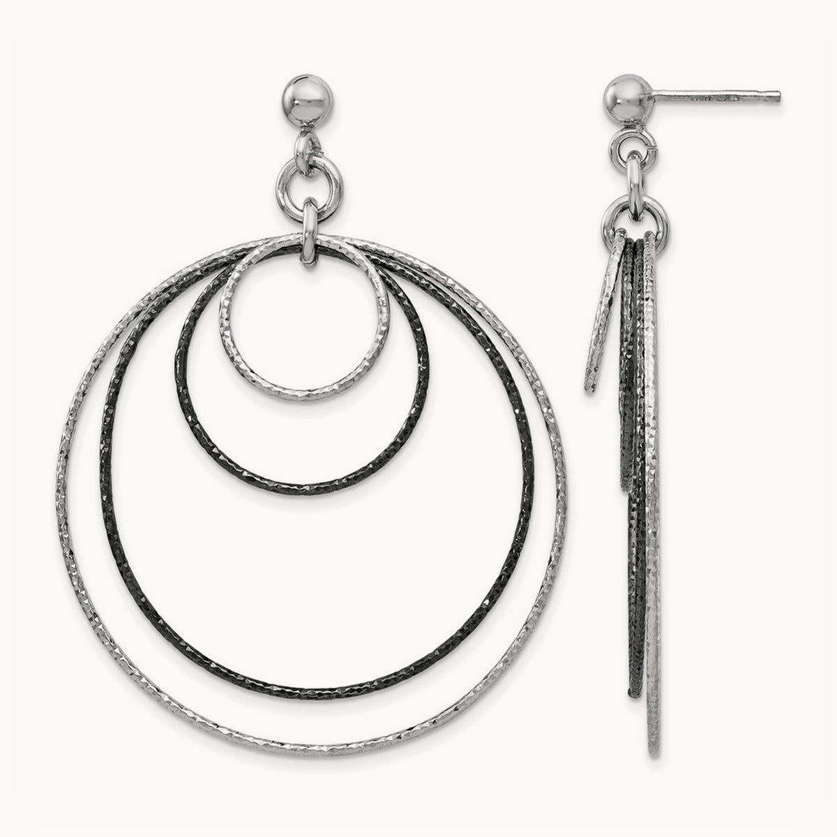 SS and Ruthenium Plated D/C Post Hoop Earrings — Leslie's