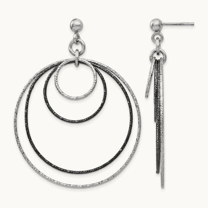 SS and Ruthenium Plated D/C Post Hoop Earrings — Leslie's