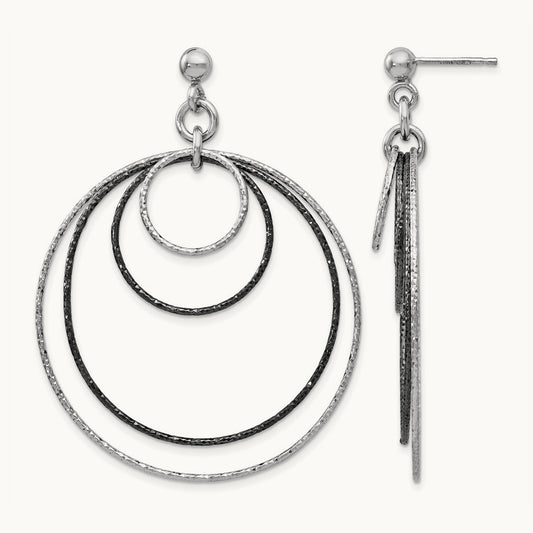 SS and Ruthenium Plated D/C Post Hoop Earrings — Leslie's