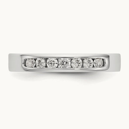 7-Stone Diamond Channel Band, 14K White Gold