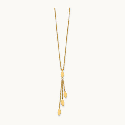 Polished Oval Dangle W/2in Ext Necklace, 14K