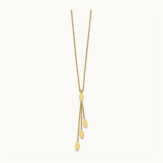 Polished Oval Dangle W/2in Ext Necklace, 14K