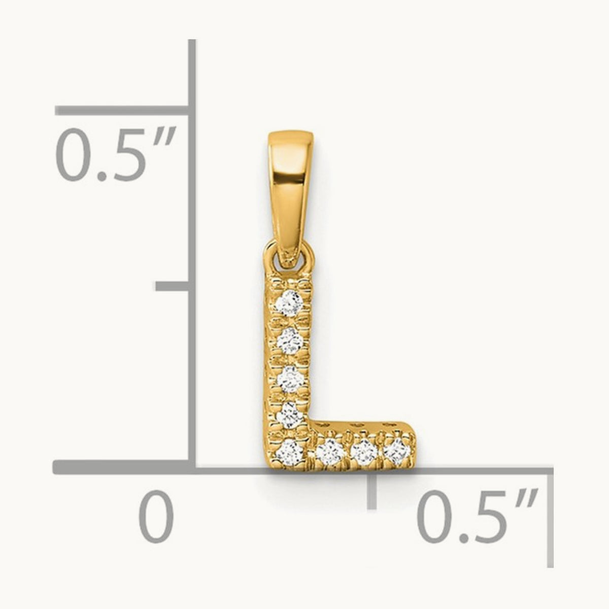 Diamond Initial with Bail Pendant — 14K Yellow Gold, L