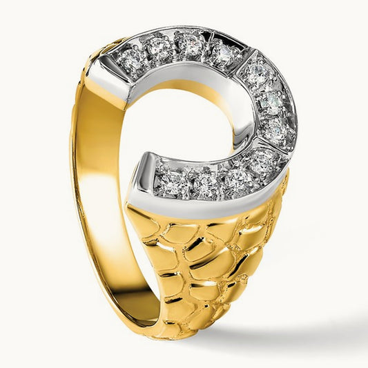 IBGoodman Men's Horseshoe Diamond Complete Ring, 14K Two-tone