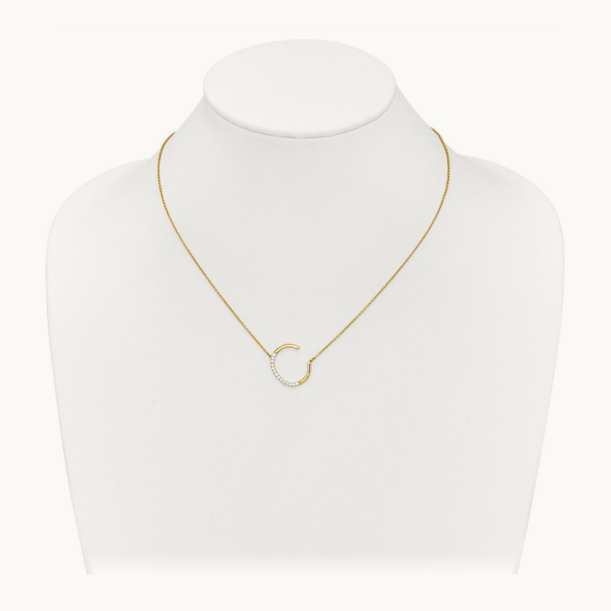 Sideways Diamond Necklace — 14K Yellow Gold, C