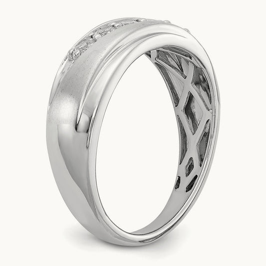 Polished and Satin Diamond Ring, 14K White Gold