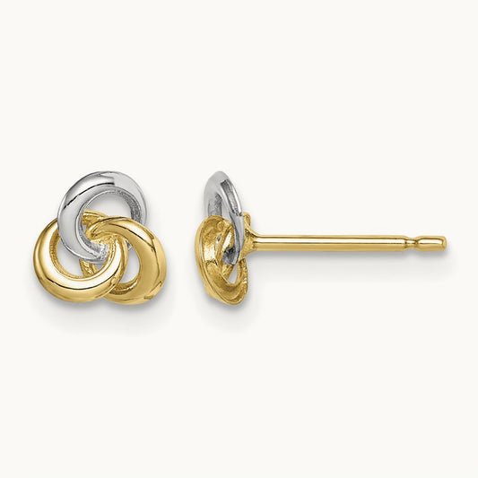 Love Knot Post Earrings — 14K Two-Tone Gold
