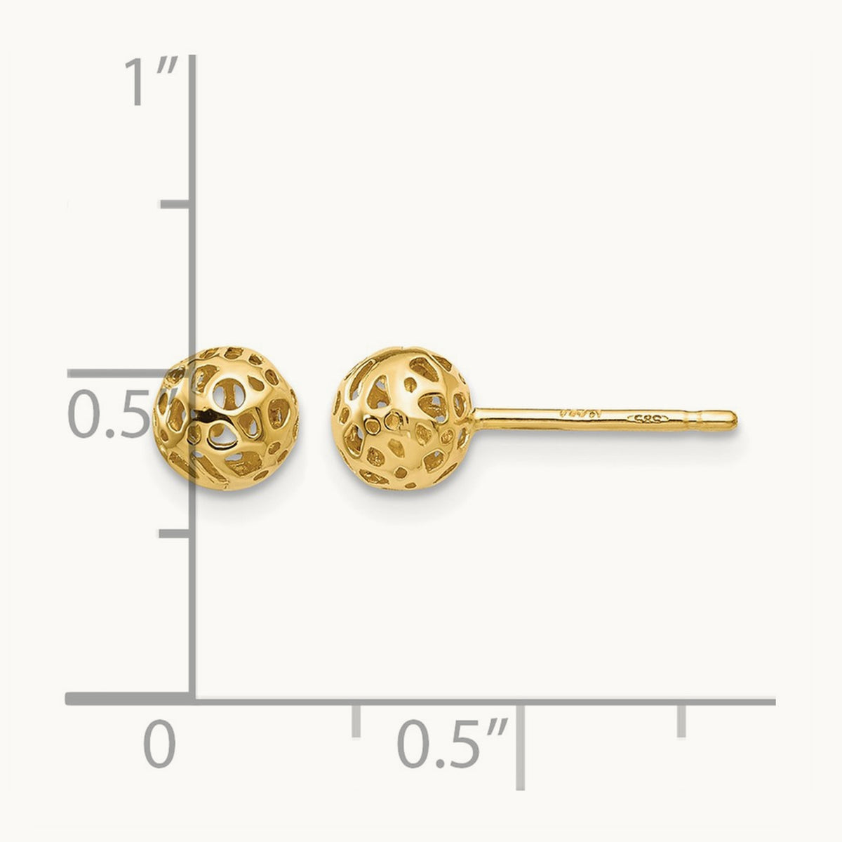 Small Fancy Ball Post Earrings — 14K Yellow Gold