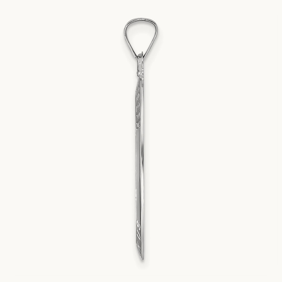 Polished Saint Joseph Oval Solid Medal Pendant, 14K White Gold