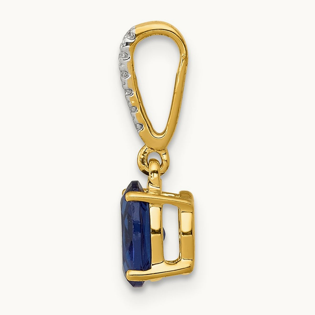 Diamond and Oval 1.04 Oval Sapphire Pendant, 14K
