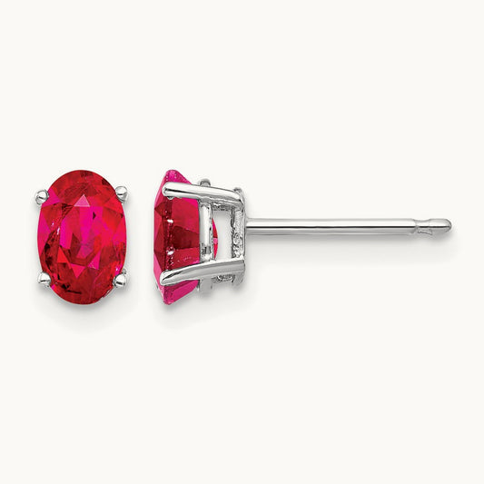 Ruby Earrings — 14K White Gold