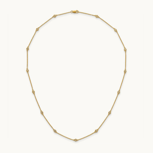Diamond Station Cable Necklace, 14K