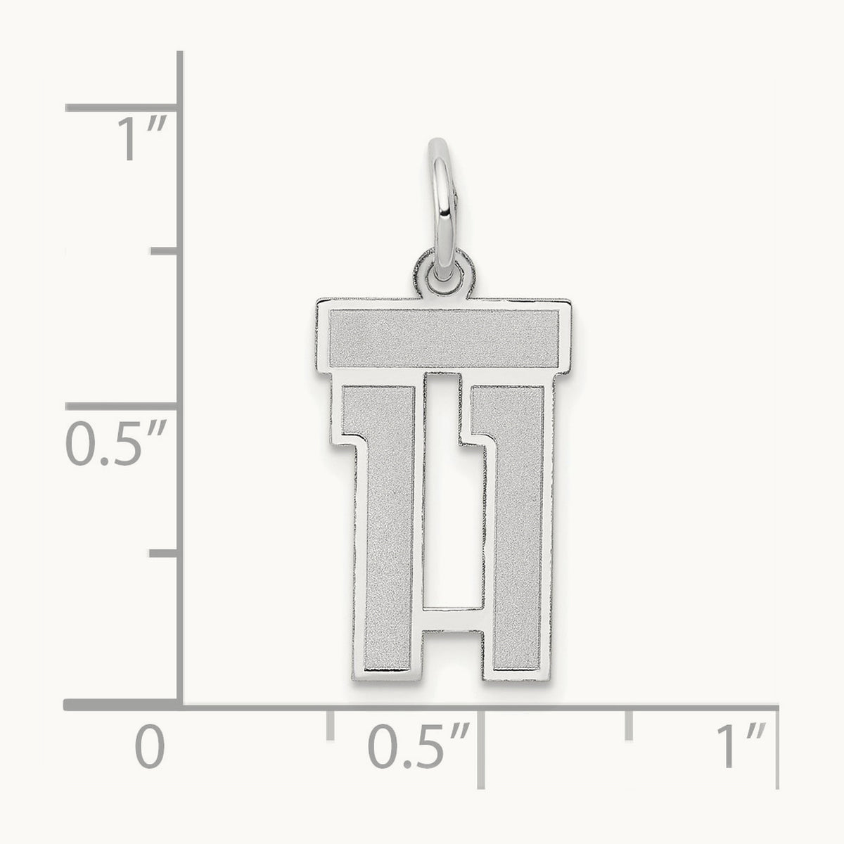 Small Satin Number 11 Charm — 14K White Gold