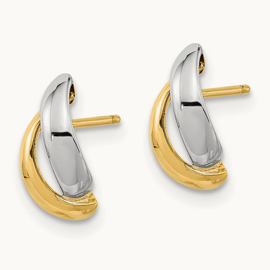 White Rhodium Fancy Teardrop Post Earrings, 14K Gold