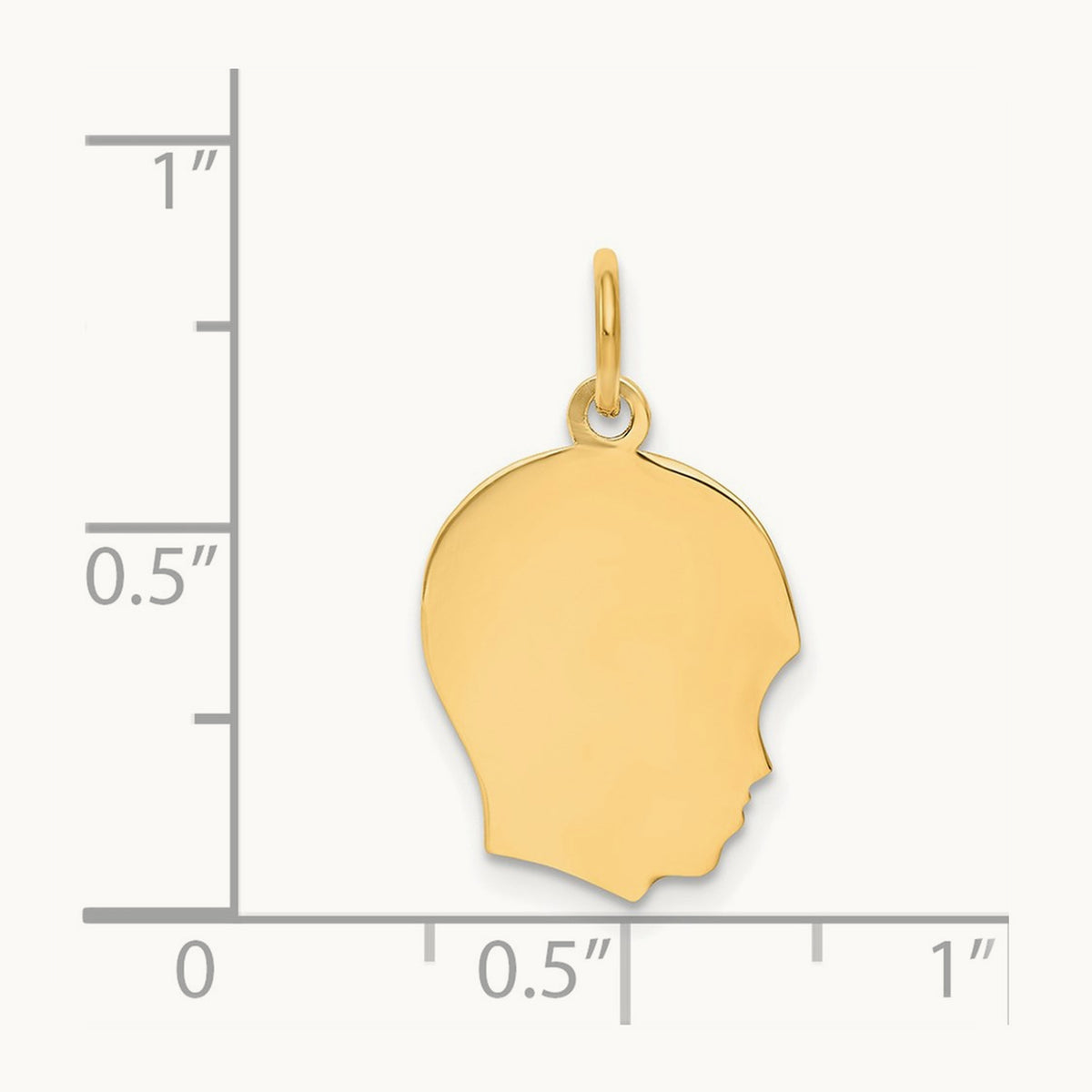 Plain Medium .035 Gauge Facing Right Engravable Boy Head Charm — 22mm
