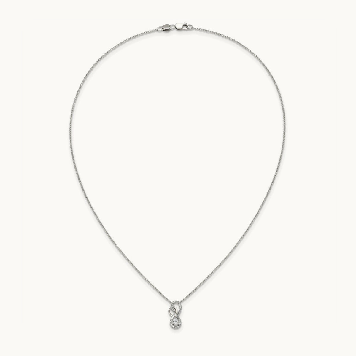Polished Diamond Infinity Necklace, 14K White Gold