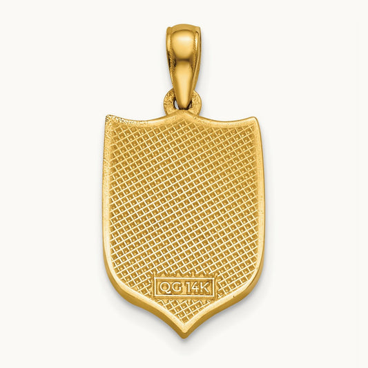 Polished Shield with Cross Pendant, 14K