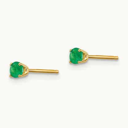 May/Emerald Post Earrings — 3mm