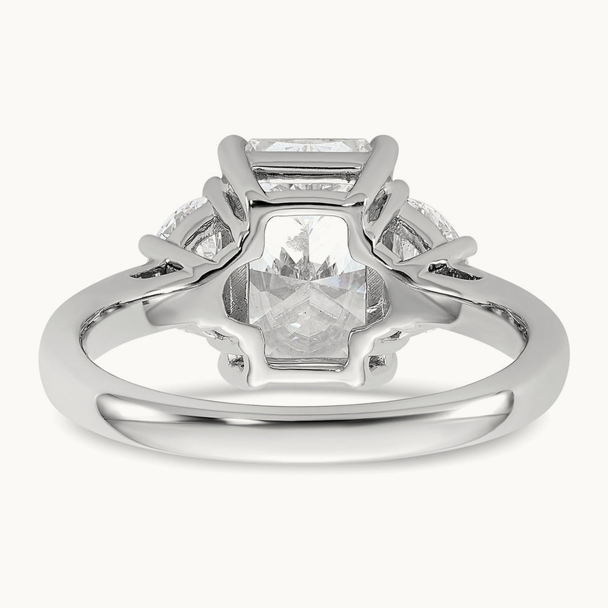 Radiant & 1/2 Moon Engagement Ring, 1.25-4.00 ct tw Lab-Grown Diamond — 3 1/8 ct, 14K White Gold