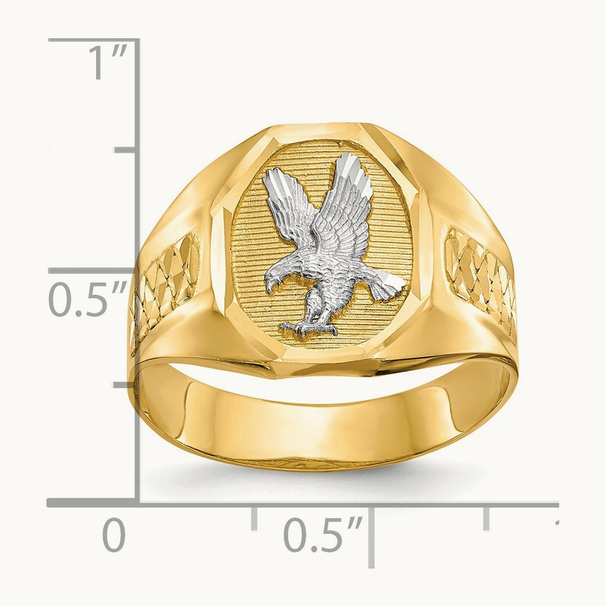 Men's Eagle Ring, 14K with Rhodium