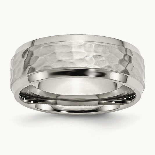 Brushed Polished and Hammered Beveled Edge Band — photo set