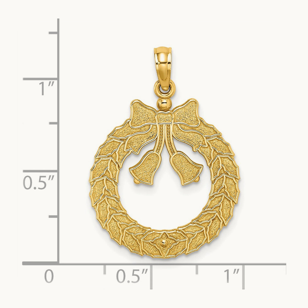 Satin/Polished Christmas Wreath Charm, 14K