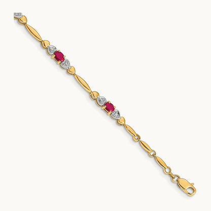 Diamond and Ruby Bracelet — 14K Yellow Gold