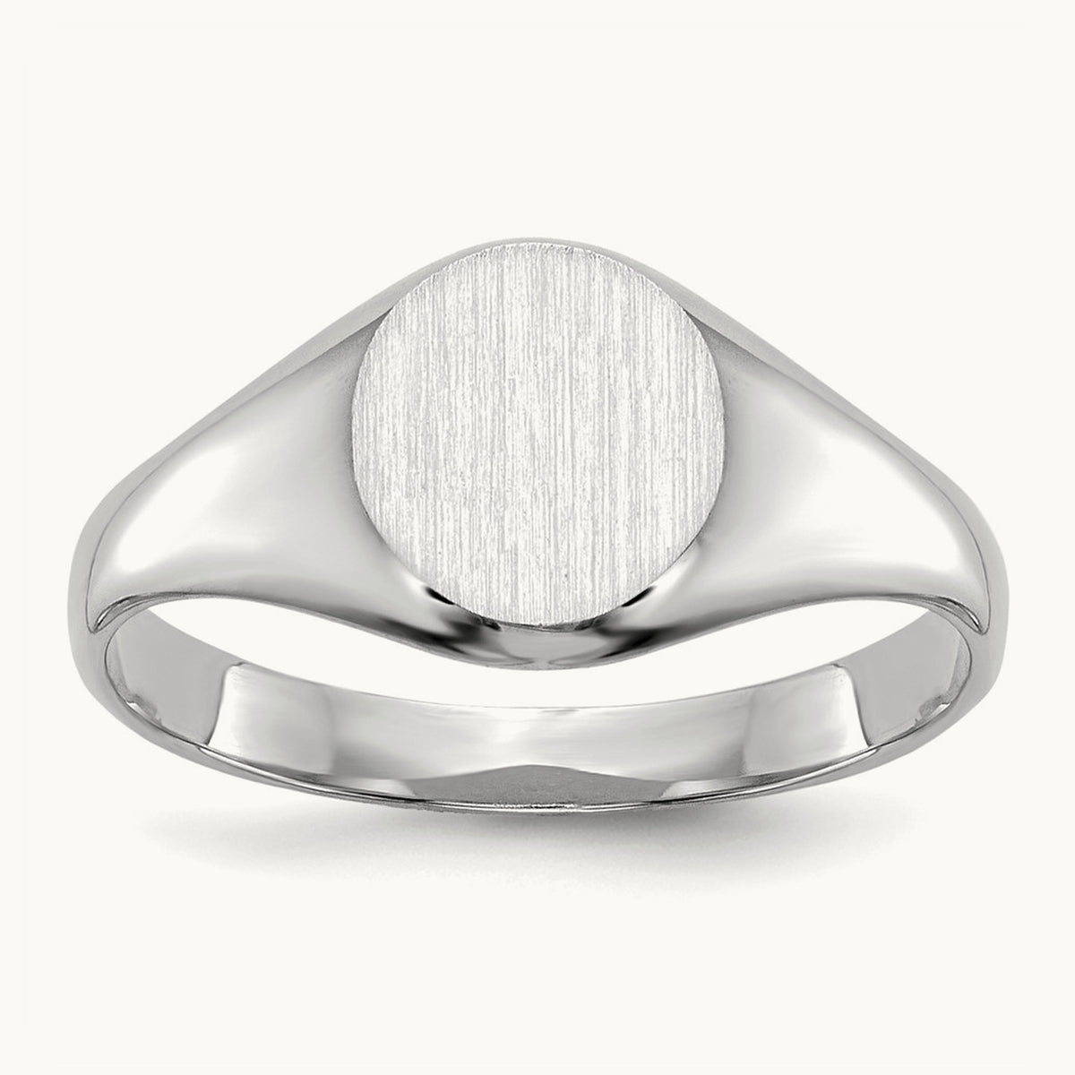 Childs Closed Back Signet Ring, 14K White Gold