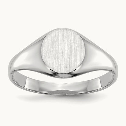 Childs Closed Back Signet Ring, 14K White Gold