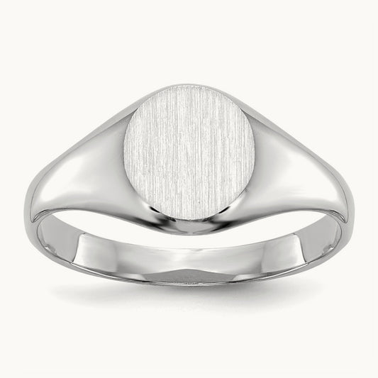 Childs Closed Back Signet Ring, 14K White Gold