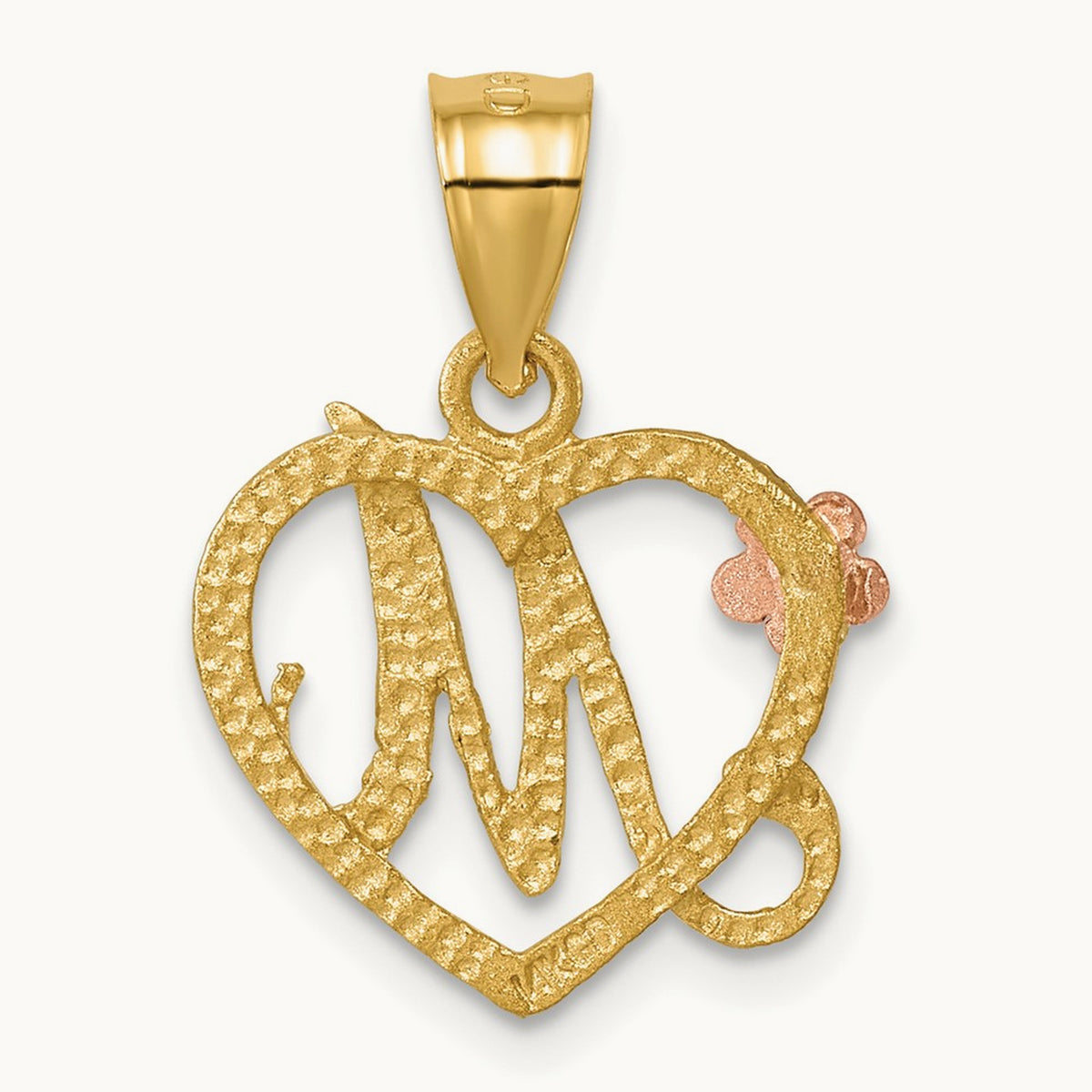 Heart Initial Pendant — 14K Two-Tone Gold, M