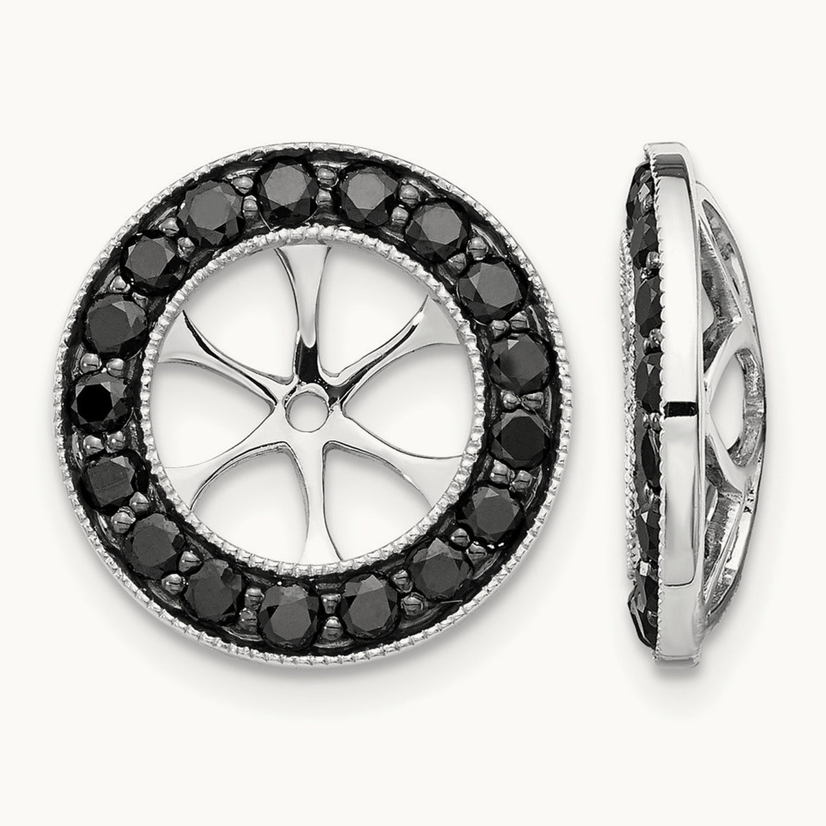 1-1/6ct Black Diamond Earring Jackets, 14K White Gold