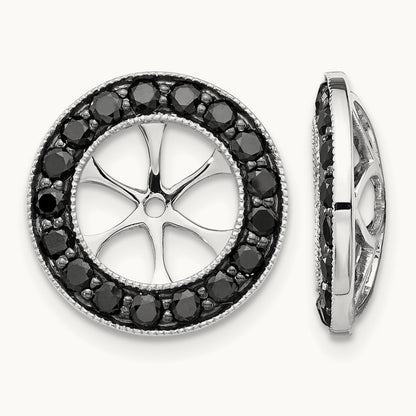 1-1/6ct Black Diamond Earring Jackets, 14K White Gold