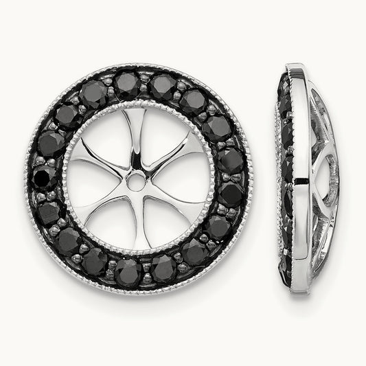 1-1/6ct Black Diamond Earring Jackets, 14K White Gold