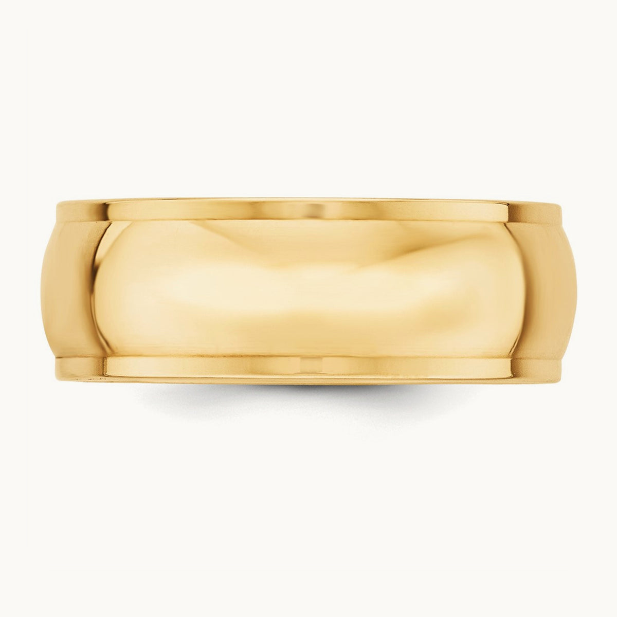 Half Round with Edge Band, 8mm, 10K Yellow Gold
