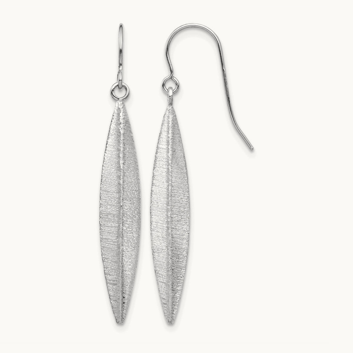 Brushed Dangle Earrings — 14K White Gold