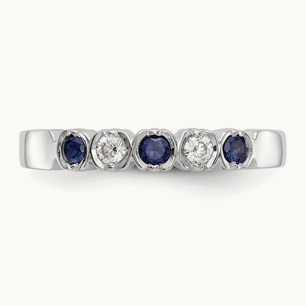 Diamond with Sapphire Band — 14K White Gold, 7