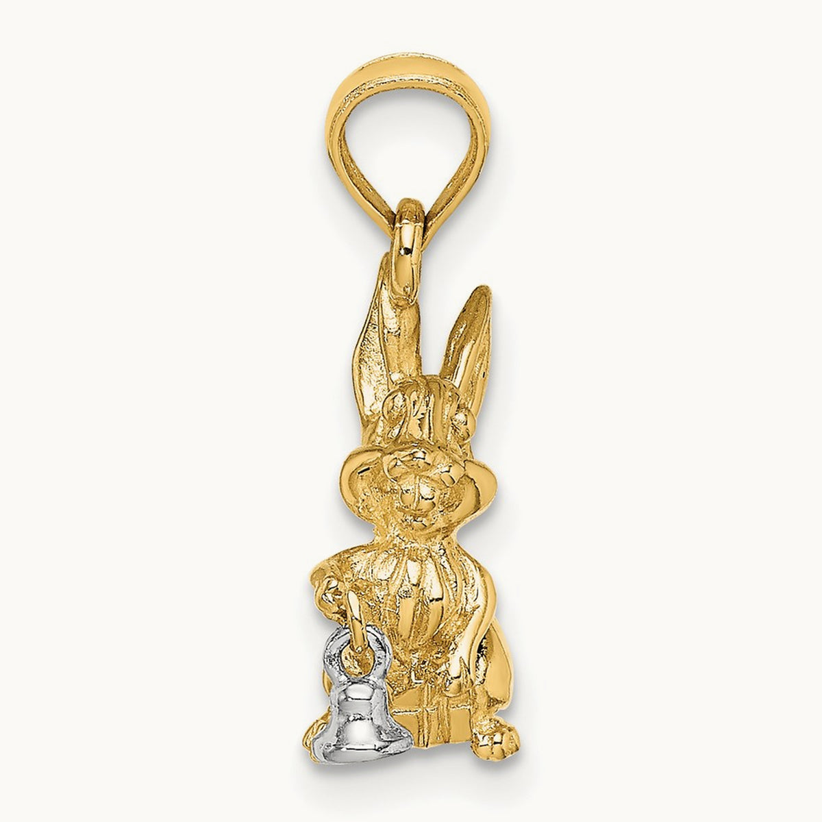 Moveable 3-D Bunny Rabbit Charm, 14K Two-tone