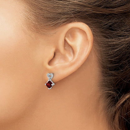 Garnet and Diamond Heart Earrings — photo set