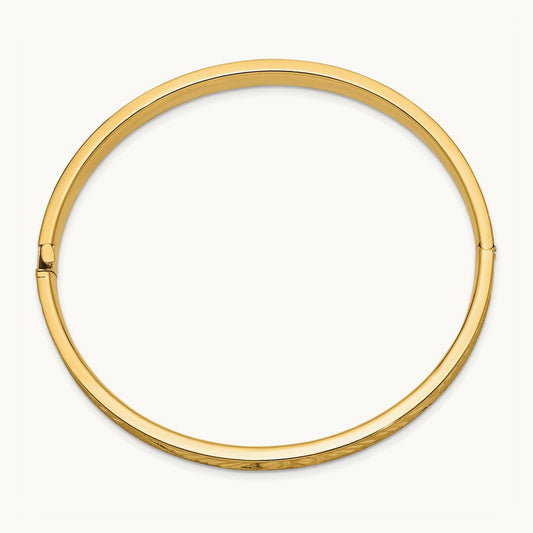 4/16 Oversize Diamond-cut Concave Hinged Bangle Bracelet, 14K