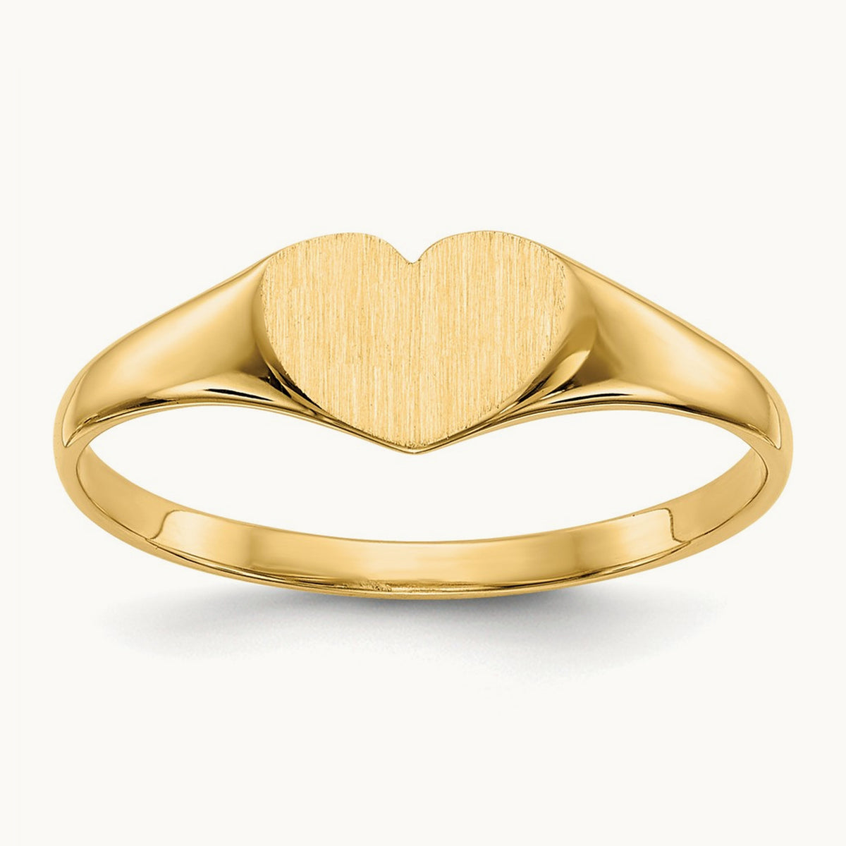 Closed Back Heart Signet Ring — 14K Yellow Gold, 7.5x6.0mm, 6