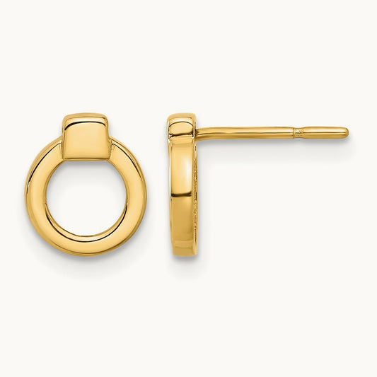 Polished Circle Post Earrings, 14K — Leslie's