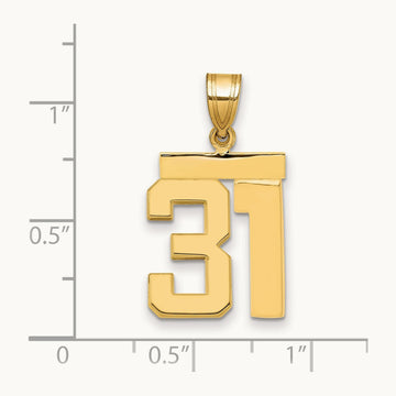 Medium Polished Number 31 Charm, 14K