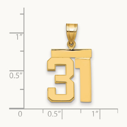 Medium Polished Number 31 Charm, 14K