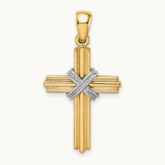 w/ Passion Cross Pendant — 14K Yellow Gold & Rhodium, 34.15mm